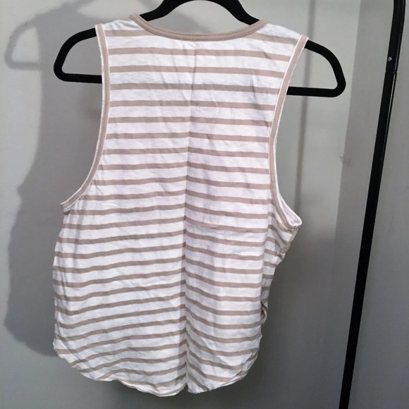 Free People Tank Top Shirt Womens Striped Embellished White Embroidered NWOT - Picture 3 of 5